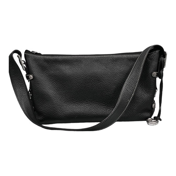 Brighton Bag Black Pebble Grain Leather Zip top Style D 238024 Baguette y2k - Picture 4 of 10